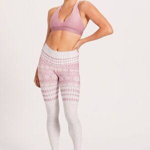 NEW Niyama Sol High-Waisted Pink and White Snow Bunny Gradient Leggings